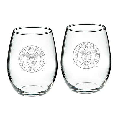 Santa Clara Broncos 21oz. 2-Piece Stemless Wine Glass Set