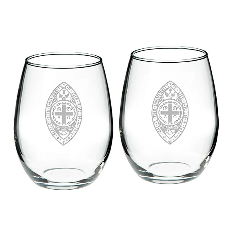 University of the South Tigers 21oz. 2-Piece Stemless Wine Glass Set