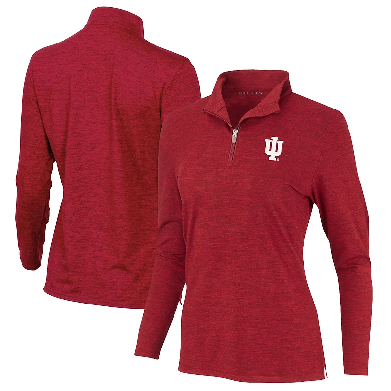 Women's Crimson Indiana Hoosiers Peached Marled Yarn Quarter-Zip Pullover Jacket
