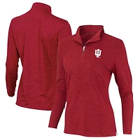 Women's Crimson Indiana Hoosiers Peached Marled Yarn Quarter-Zip Pullover Jacket
