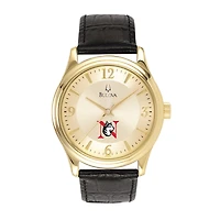 Northeastern Huskies Gold-Tone Stainless Steel Watch with Black Leather