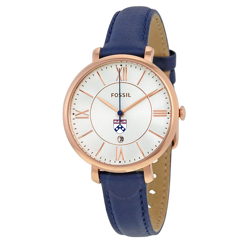 Women's Fossil Navy Pennsylvania Quakers Jacqueline Leather Watch
