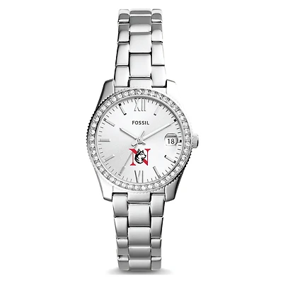 Women's Fossil Silver Northeastern Huskies Scarlette Mini Three-Hand Date Watch