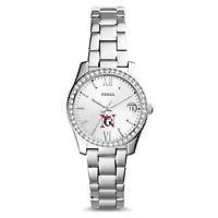Women's Fossil Silver Northeastern Huskies Scarlette Mini Three-Hand Date Watch