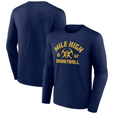 Men's Navy Denver Nuggets Tip-Off Long Sleeve T-Shirt