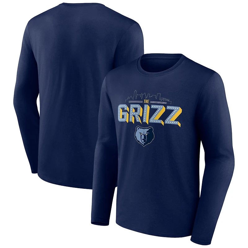 Men's Navy Memphis Grizzlies Tip-Off Long Sleeve T-Shirt