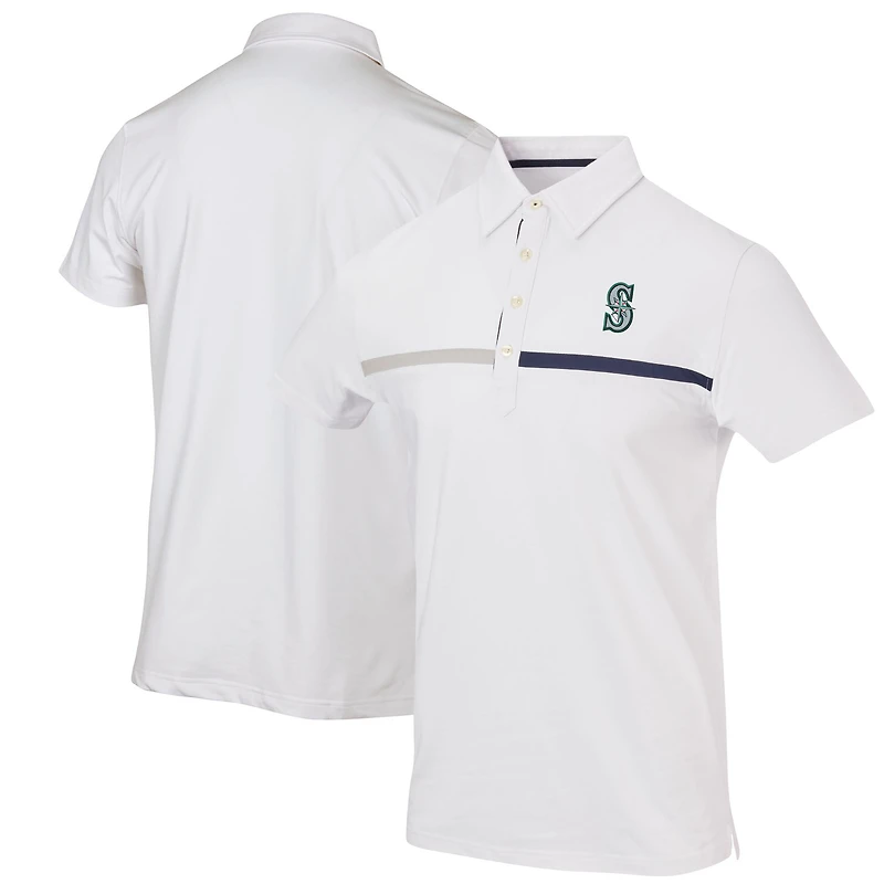 Men's White Seattle Mariners Color Blocked Stretch Polo