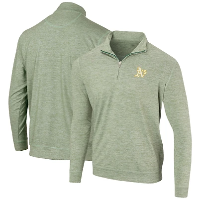 Men's Heathered Green Athletics Peached Marled Yarn Quarter-Zip Pullover Jacket