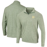 Men's Heathered Green Athletics Peached Marled Yarn Quarter-Zip Pullover Jacket