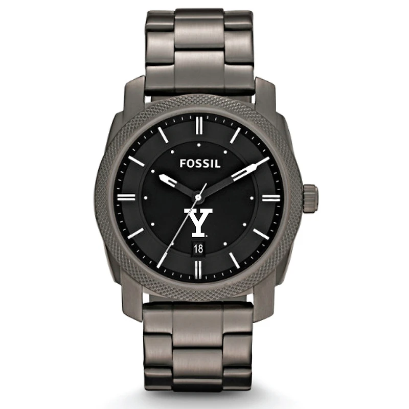 Fossil Yale Bulldogs Machine Smoke Stainless Steel Watch
