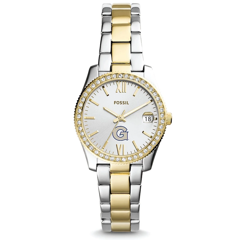Women's Fossil Georgetown Hoyas Scarlette Mini Two-Tone Stainless Steel Watch