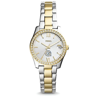 Women's Fossil Georgetown Hoyas Scarlette Mini Two-Tone Stainless Steel Watch