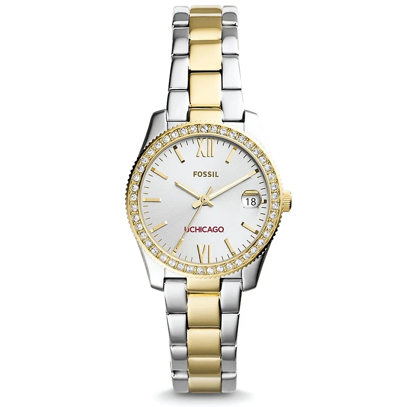 Women's Fossil UChicago Maroons Scarlette Mini Two-Tone Stainless Steel Watch