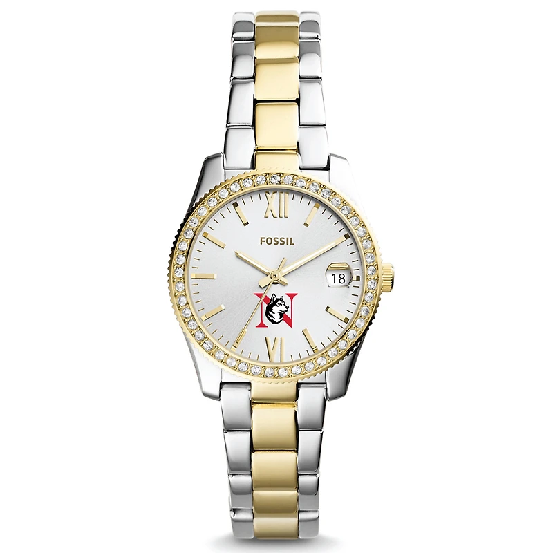 Women's Fossil Northeastern Huskies Scarlette Mini Two-Tone Stainless Steel Watch