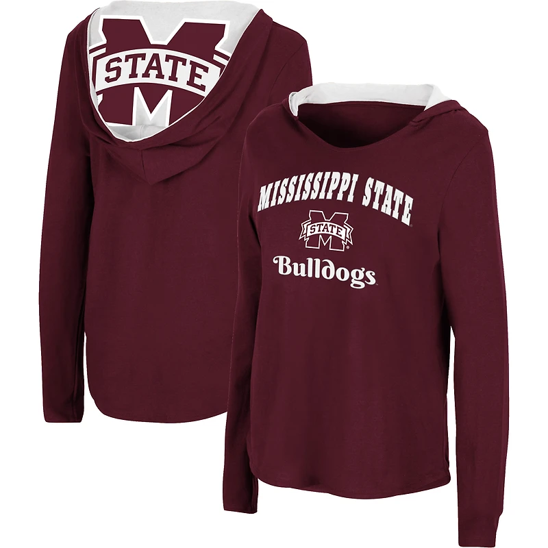 Women's Colosseum Maroon Mississippi State Bulldogs Catalina Hoodie Long Sleeve T-Shirt