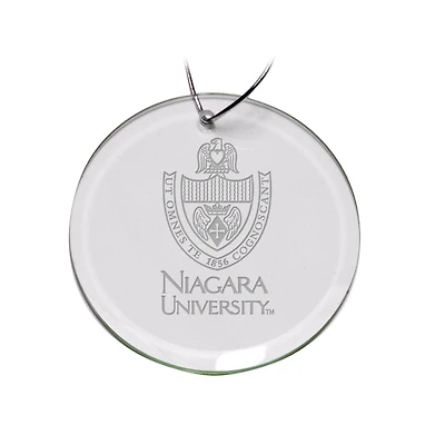 Niagara University Purple Eagles 3'' Glass Round Ornament