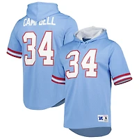 Men's Mitchell & Ness Earl Campbell Light Blue Houston Oilers Retired Player Mesh Name & Number Hoodie T-Shirt