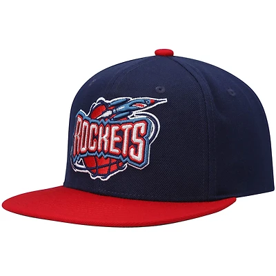 Men's Mitchell & Ness Navy/Red Houston Rockets Hardwood Classics Team Two-Tone 2.0 Snapback Hat