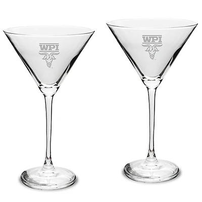 Worcester Polytechnic Institute Engineers Two-Piece Traditional 10oz. Martini Glass Set