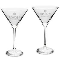 Bradley Braves Two-Piece Traditional 10oz. Martini Glass Set