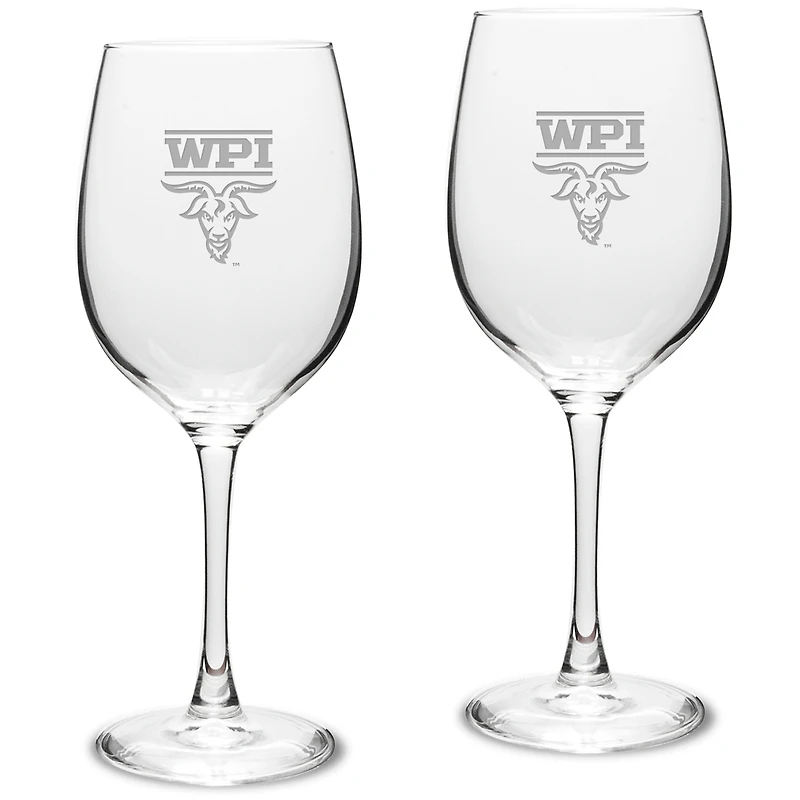 Worcester Polytechnic Institute Engineers 16oz. 2-Piece Traditional White Wine Glass Set