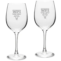 Worcester Polytechnic Institute Engineers 16oz. 2-Piece Traditional White Wine Glass Set
