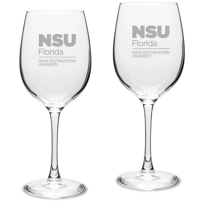 Nova Southeastern Sharks 16oz. 2-Piece Traditional White Wine Glass Set