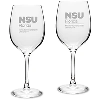 Nova Southeastern Sharks 16oz. 2-Piece Traditional White Wine Glass Set