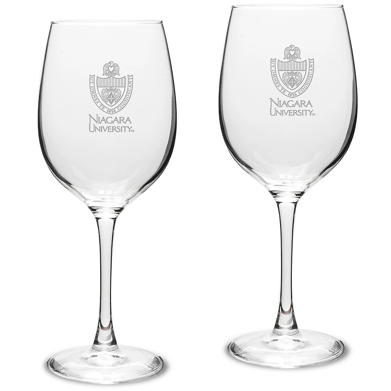 Niagara University Purple Eagles 16oz. 2-Piece Traditional White Wine Glass Set