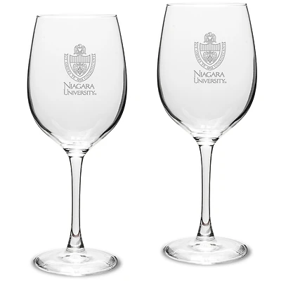 Niagara University Purple Eagles 16oz. 2-Piece Traditional White Wine Glass Set