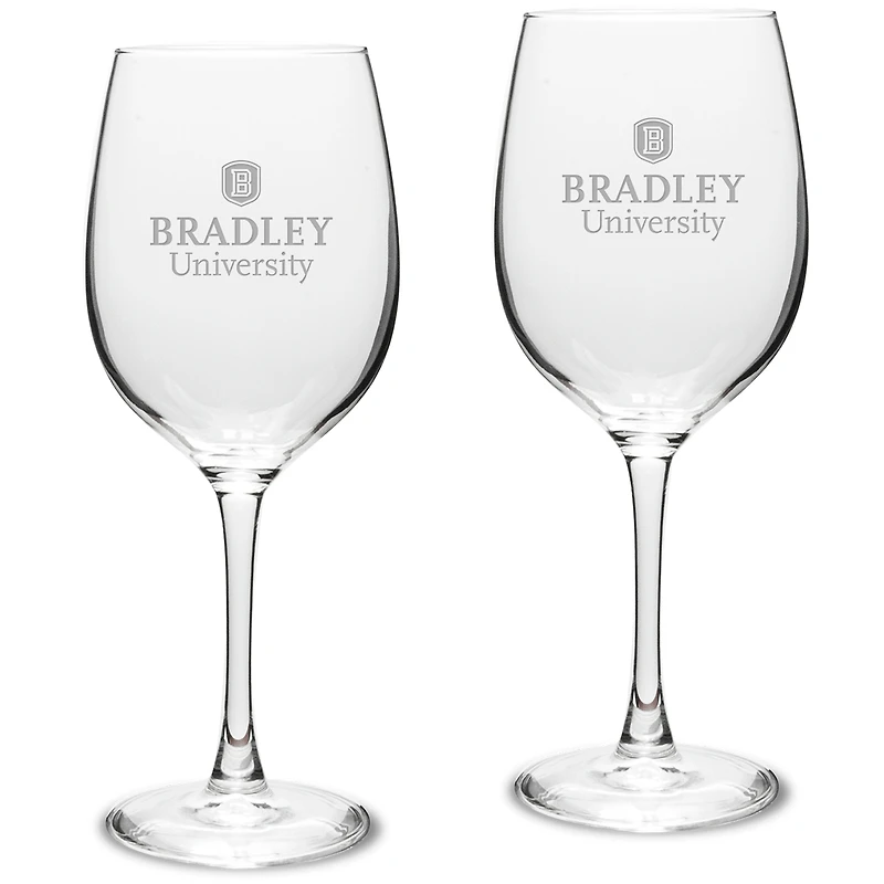 Bradley Braves 16oz. 2-Piece Traditional White Wine Glass Set