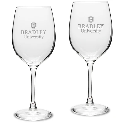 Bradley Braves 16oz. 2-Piece Traditional White Wine Glass Set