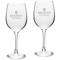 Bradley Braves 16oz. 2-Piece Traditional White Wine Glass Set