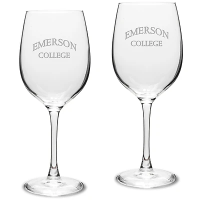Emerson College Lions 16oz. 2-Piece Traditional White Wine Glass Set