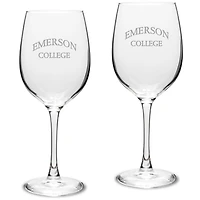 Emerson College Lions 16oz. 2-Piece Traditional White Wine Glass Set