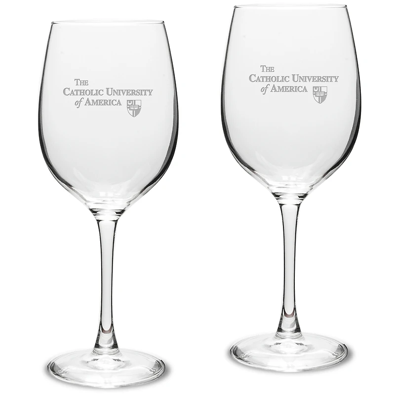 Catholic University Cardinals 16oz. 2-Piece Traditional White Wine Glass Set