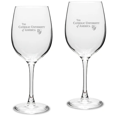 Catholic University Cardinals 16oz. 2-Piece Traditional White Wine Glass Set