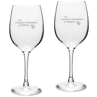 Catholic University Cardinals 16oz. 2-Piece Traditional White Wine Glass Set