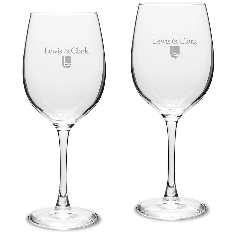 Lewis & Clark College Pioneers 16oz. 2-Piece Traditional White Wine Glass Set