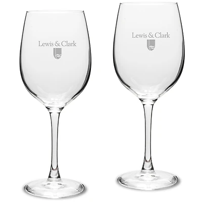 Lewis & Clark College Pioneers 16oz. 2-Piece Traditional White Wine Glass Set