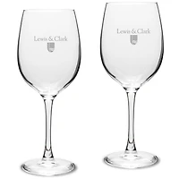 Lewis & Clark College Pioneers 16oz. 2-Piece Traditional White Wine Glass Set