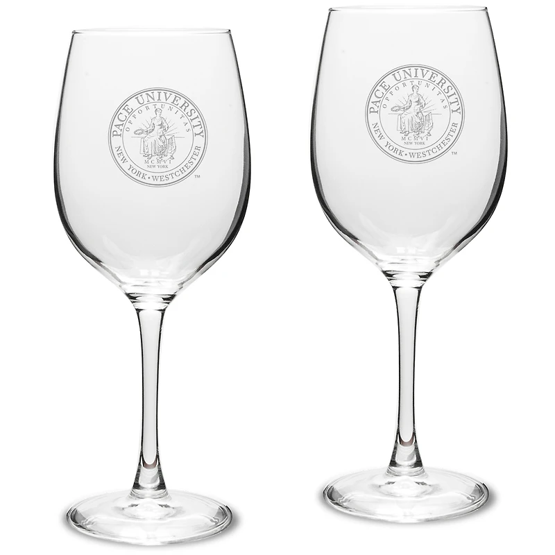 Pace University Setters 16oz. 2-Piece Traditional White Wine Glass Set