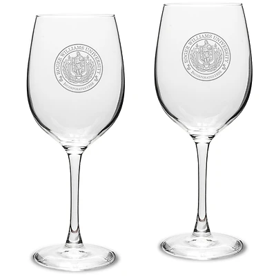 Roger Williams University 16oz. 2-Piece Traditional White Wine Glass Set