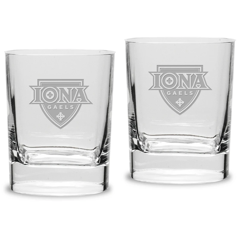 Iona University Gaels 11.75oz. Square Double Old Fashioned Glass Set