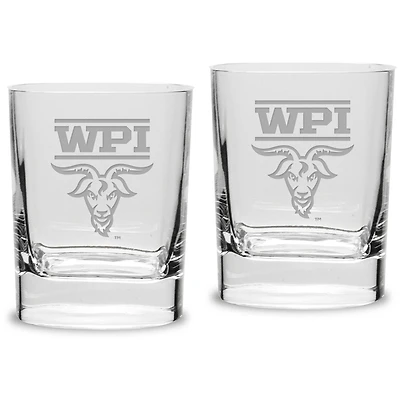 Worcester Polytechnic Institute Engineers 11.75oz. Square Double Old Fashioned Glass Set