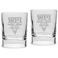 Worcester Polytechnic Institute Engineers 11.75oz. Square Double Old Fashioned Glass Set