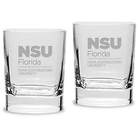 Nova Southeastern Sharks 11.75oz. Square Double Old Fashioned Glass Set