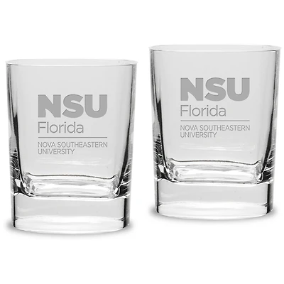 Nova Southeastern Sharks 11.75oz. Square Double Old Fashioned Glass Set