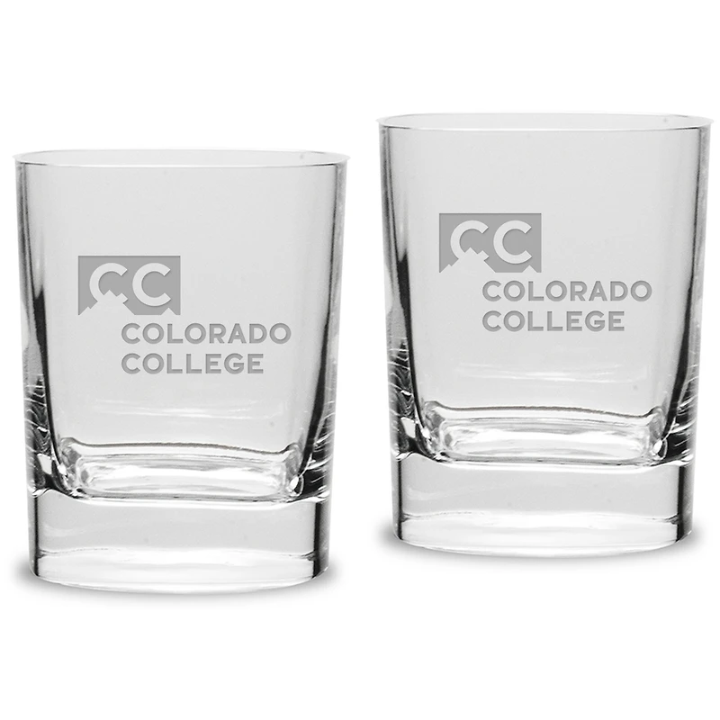 Colorado College Tigers 11.75oz. Square Double Old Fashioned Glass Set