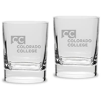 Colorado College Tigers 11.75oz. Square Double Old Fashioned Glass Set